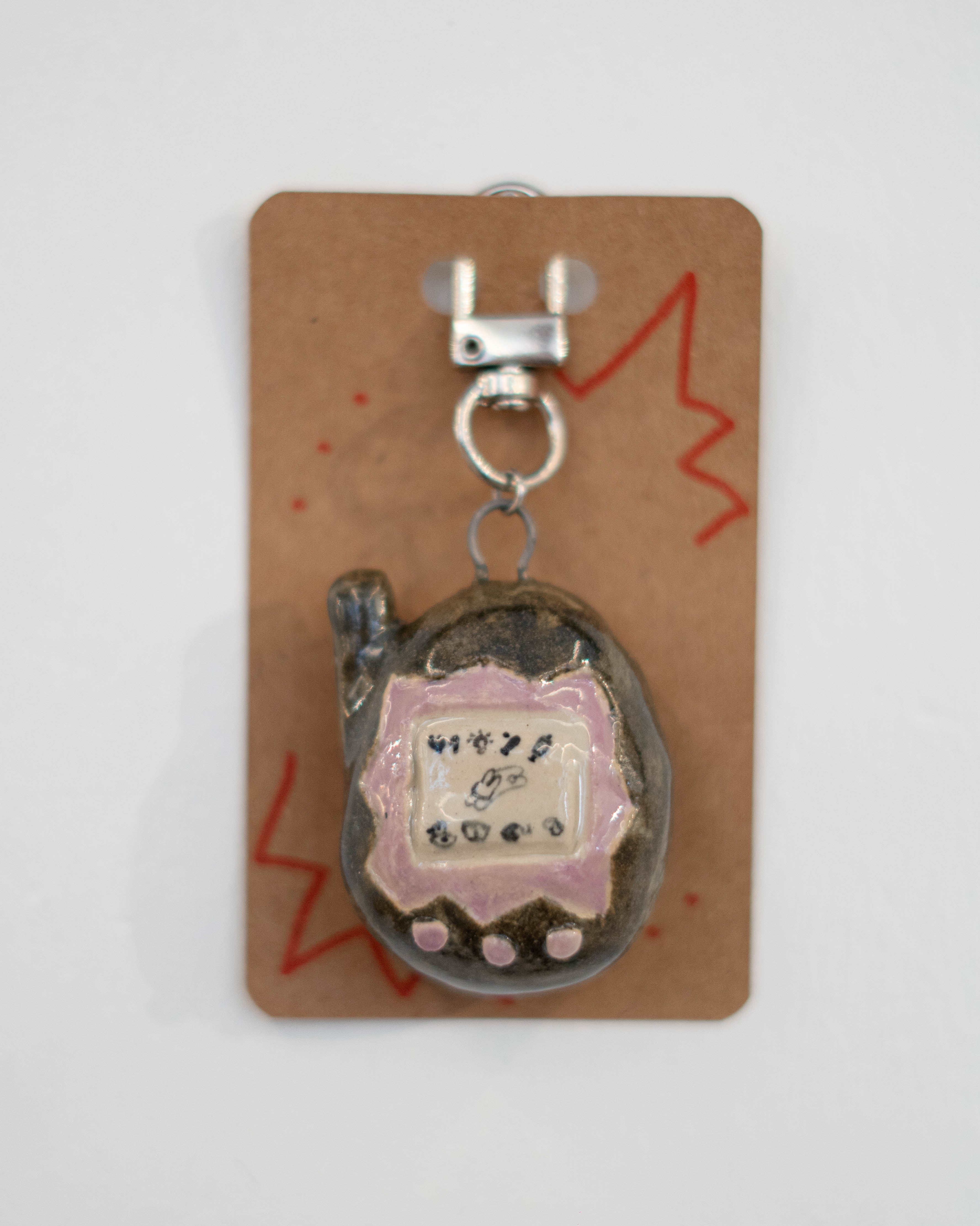 Ceramic Keychains Big Tamagotchi Black