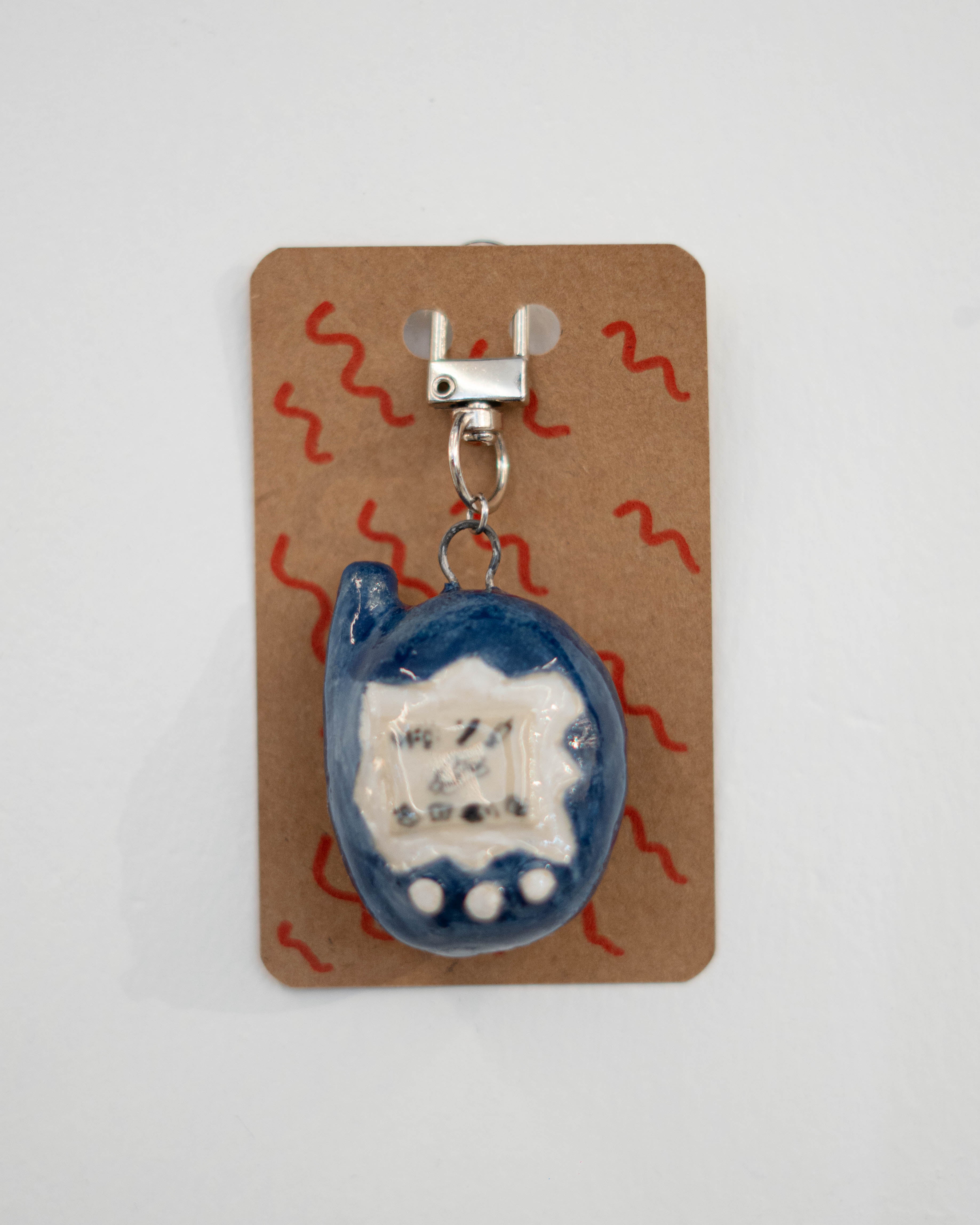 Ceramic Keychains Big Tamagotchi Blue