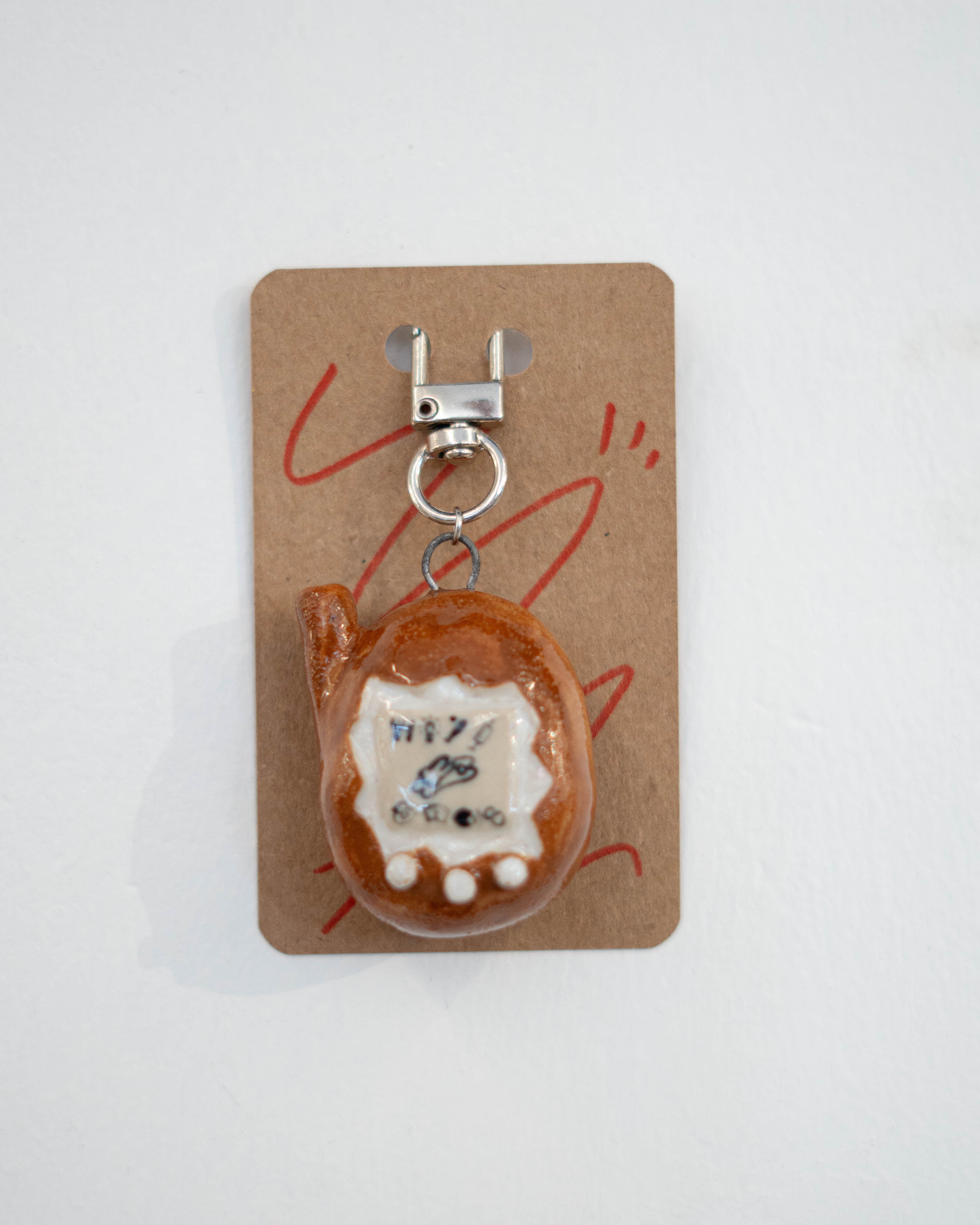 Ceramic Keychains Big Tamagotchi Brown
