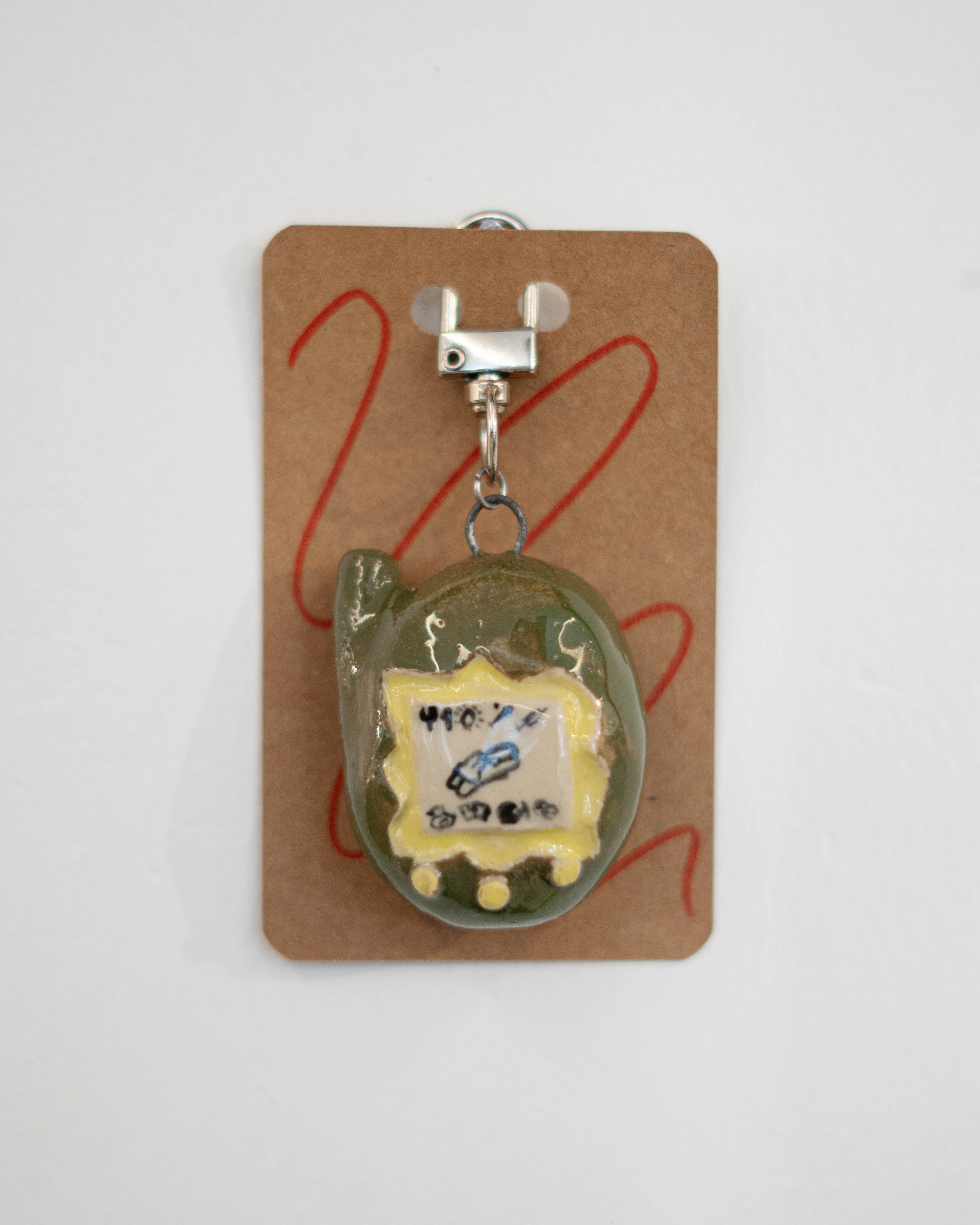 Ceramic Keychains Big Tamagotchi Green