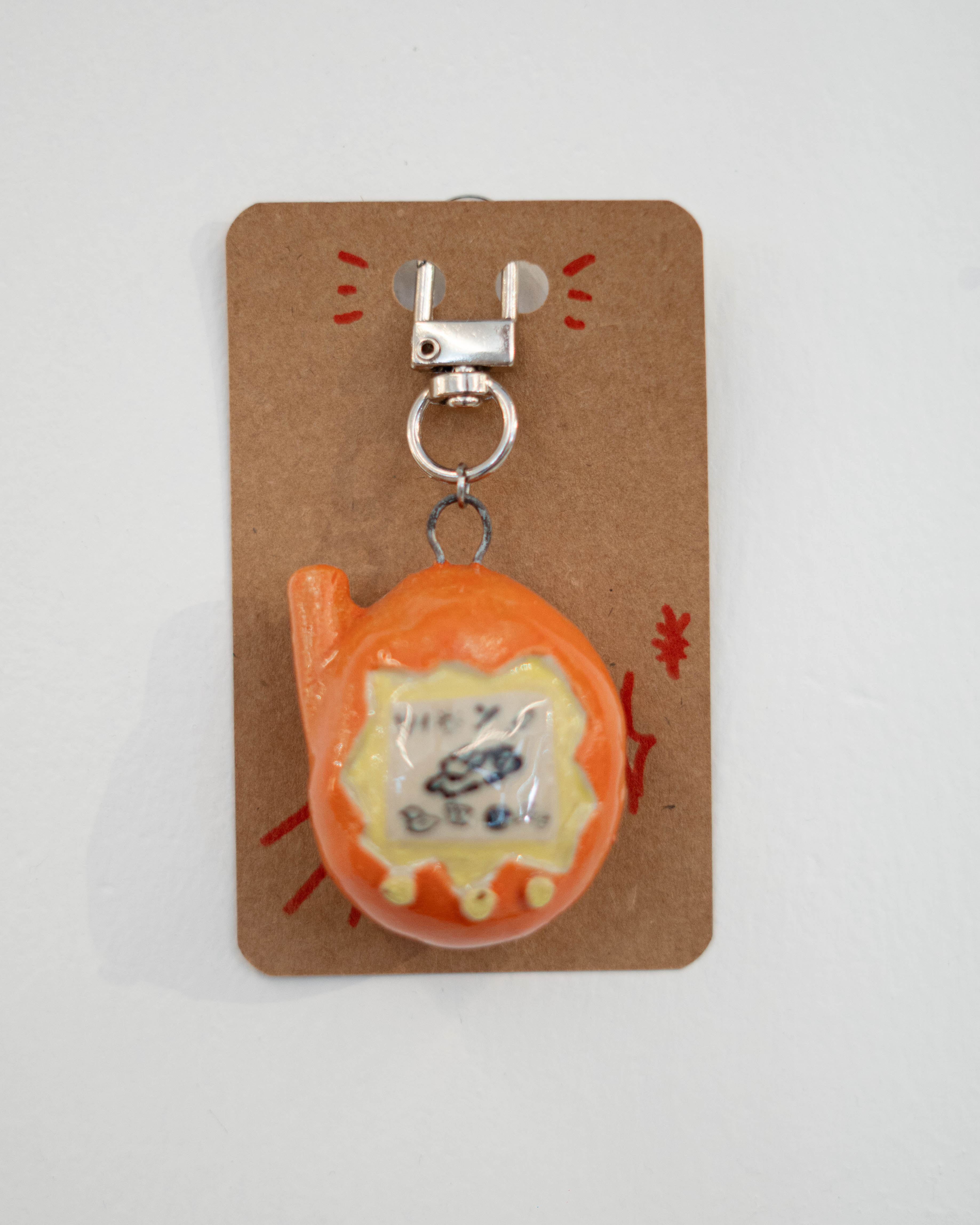 Ceramic Keychains Big Tamagotchi Orange