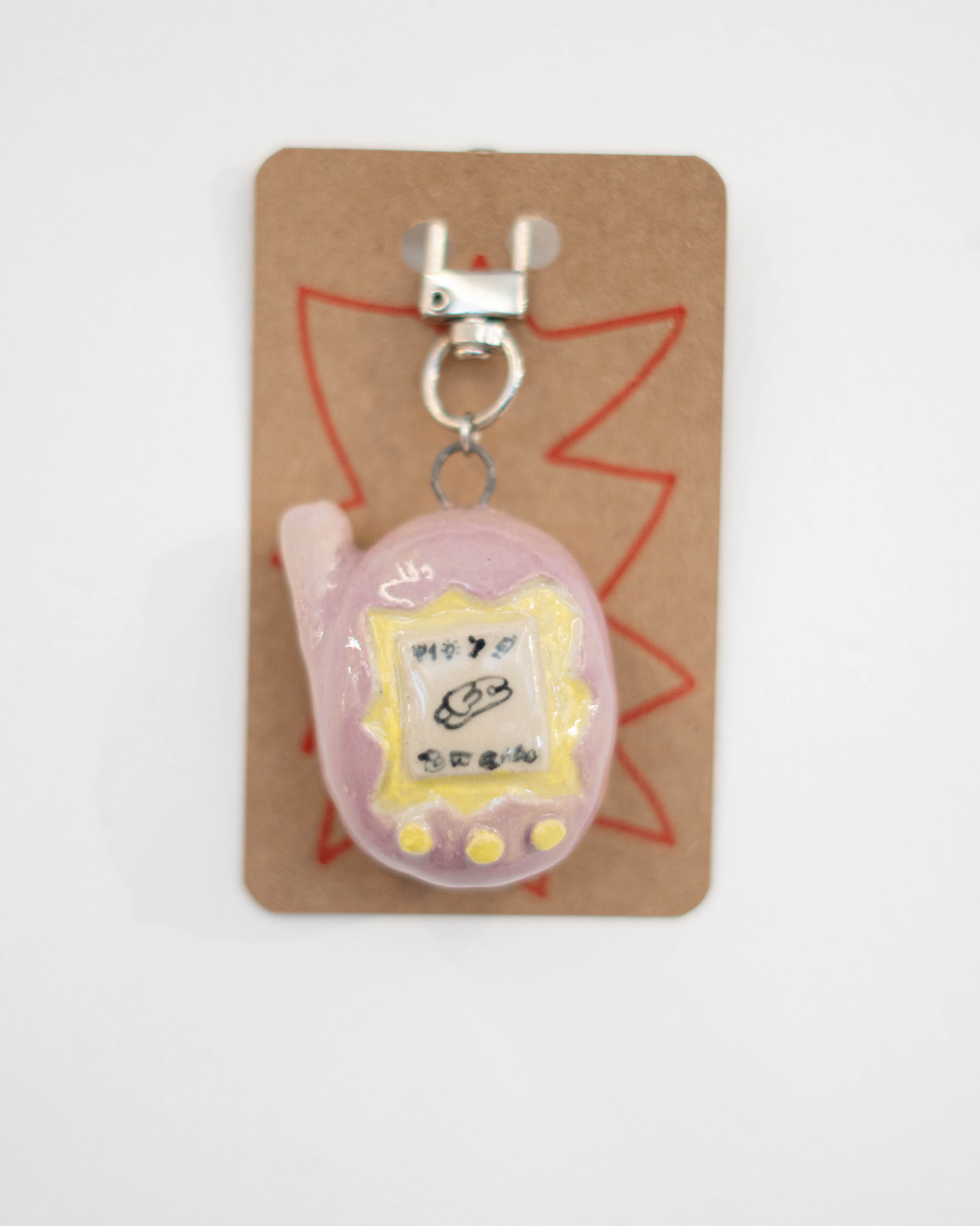 Ceramic Keychains Big Tamagotchi Pink