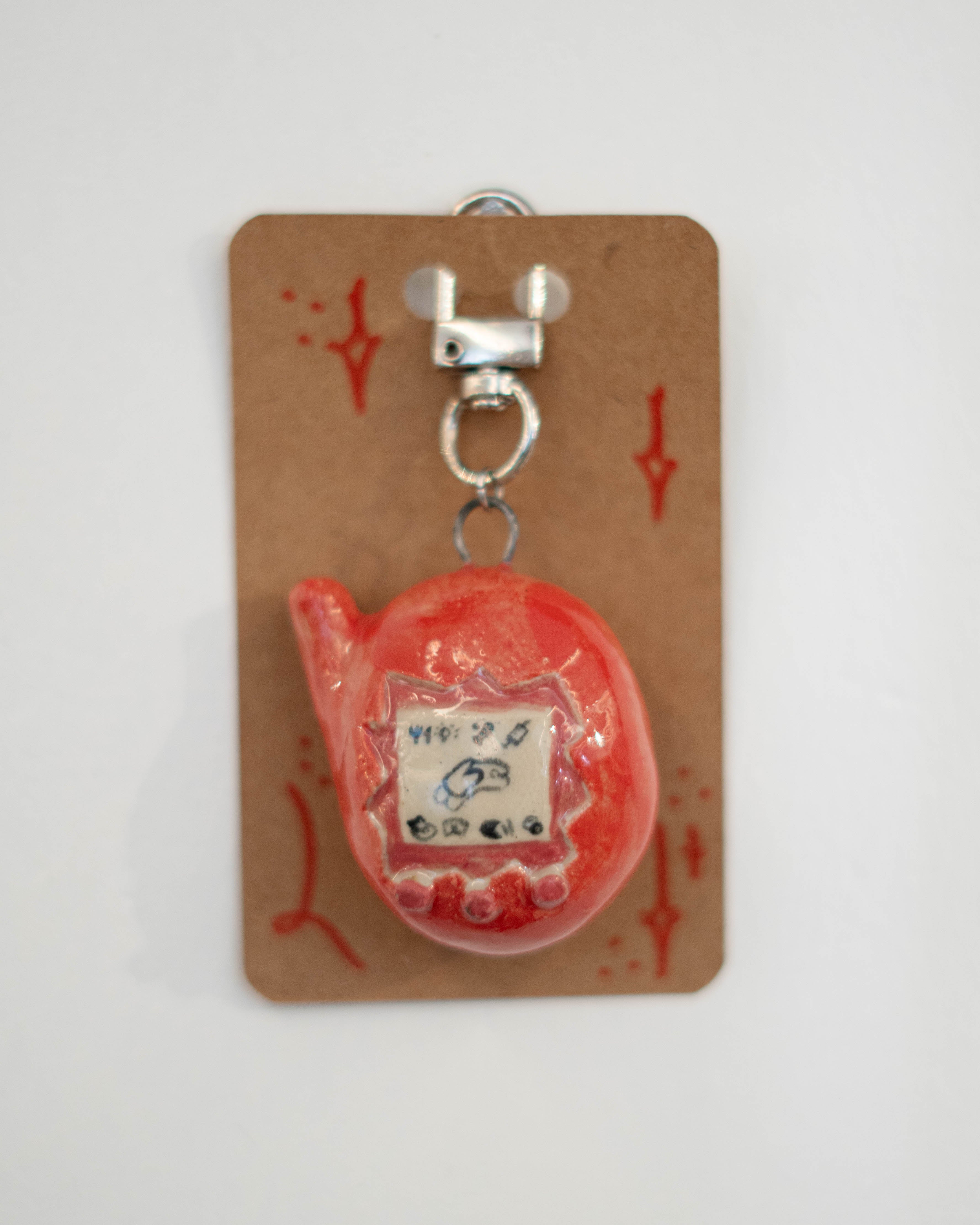 Ceramic Keychains Big Tamagotchi Red