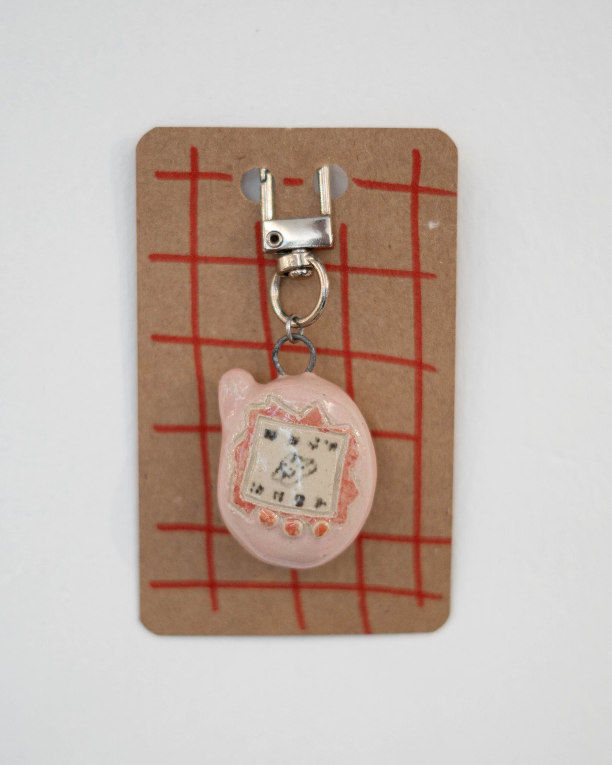 Ceramic Keychains Small Tamagotchi Pink