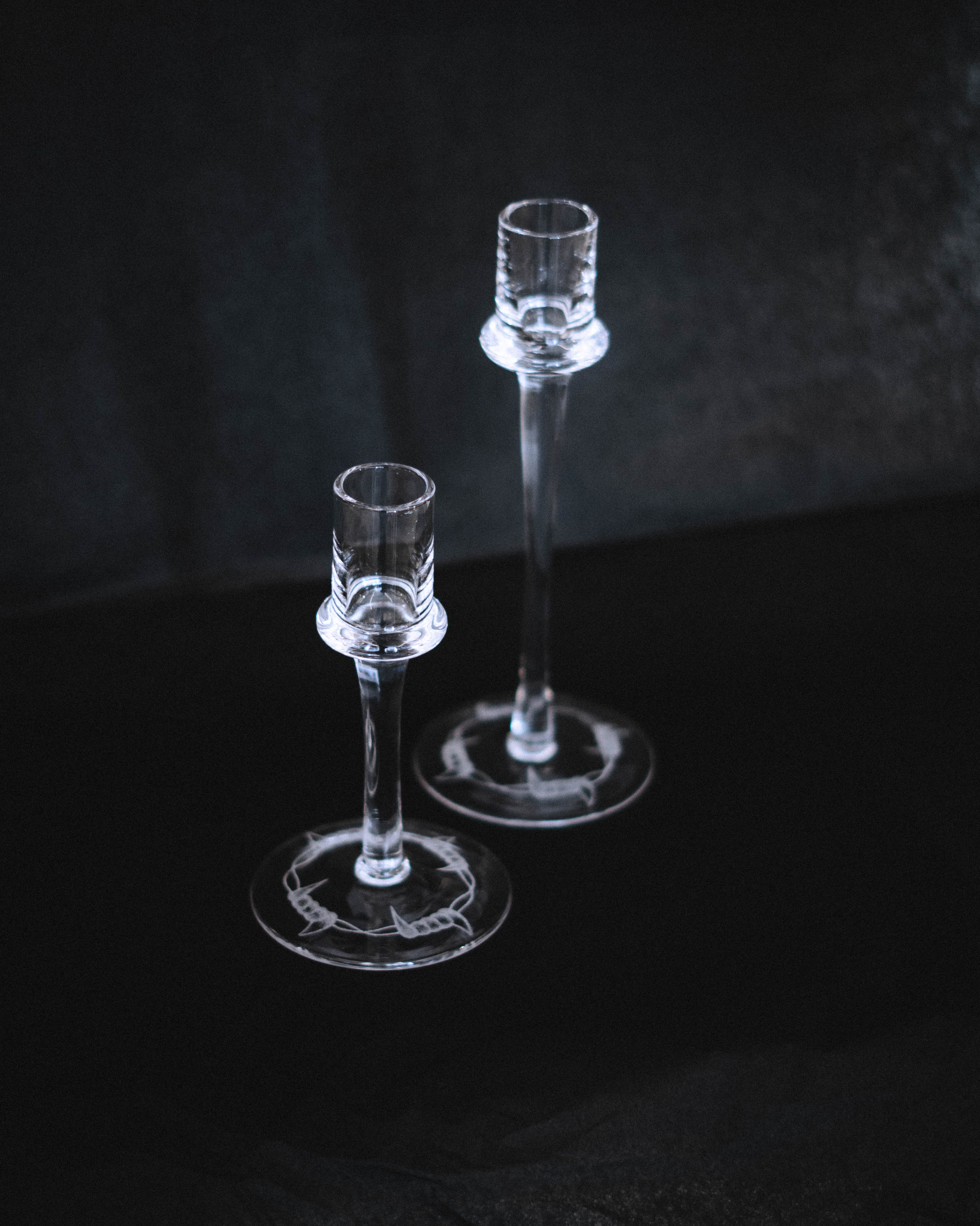 Engraved Glass Candle Holders