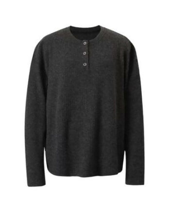 Long Sleeve Henley Knit   Black