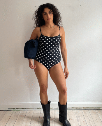 Polka Dot Swimsuit Black White   Xs