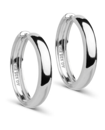 Enamel øreringe Hoops  Classic Wide Silver