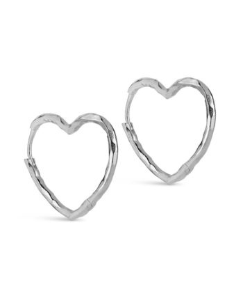 Enamel øreringe Organic Heart Medium Silver