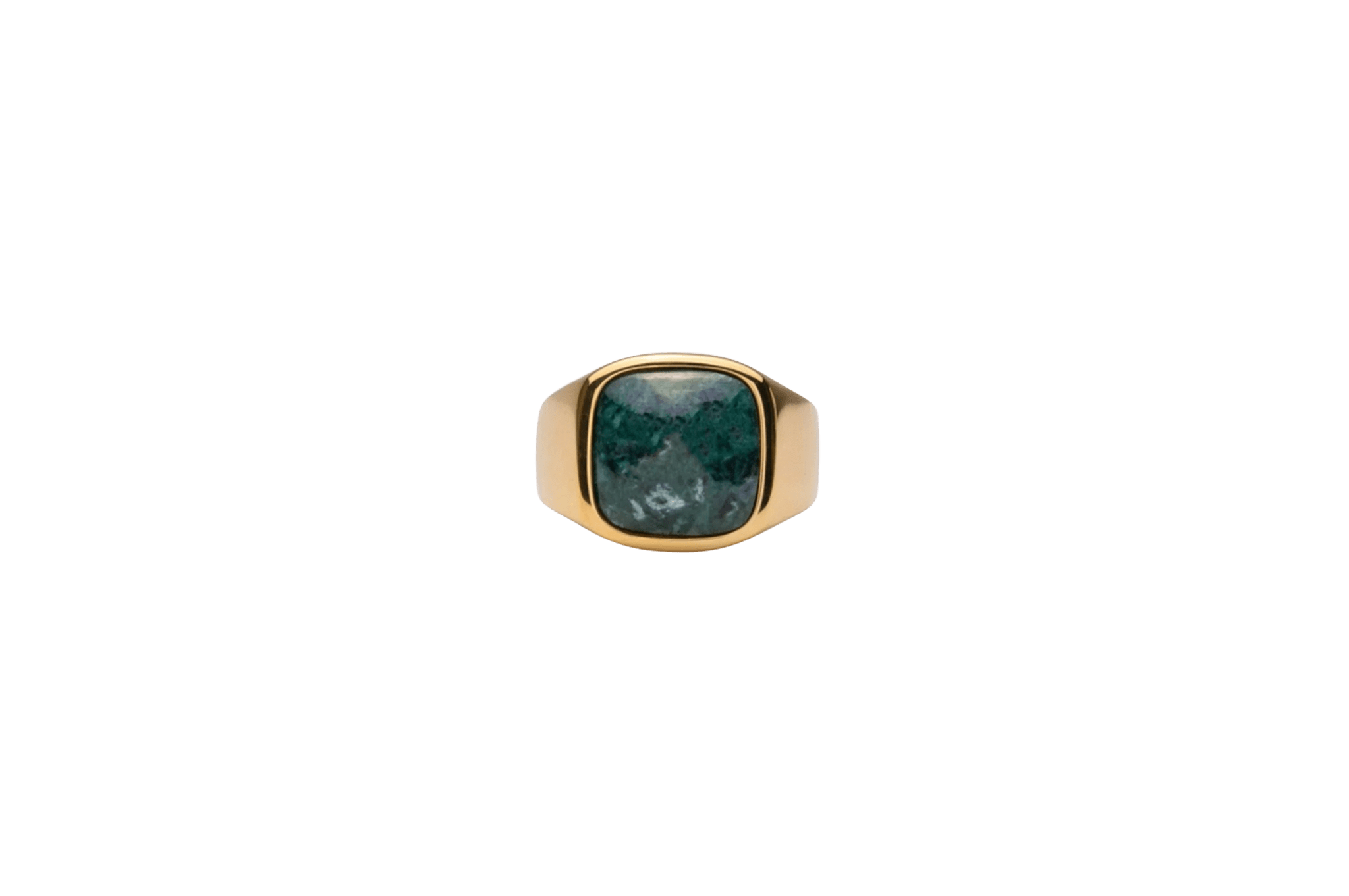 Ix Cushion Signet Ring Green Marble