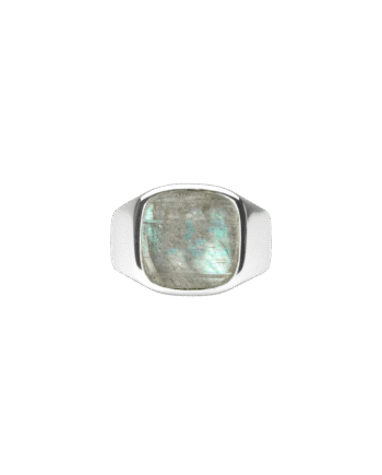Ix Cushion Signet Ring Labradorite Silver