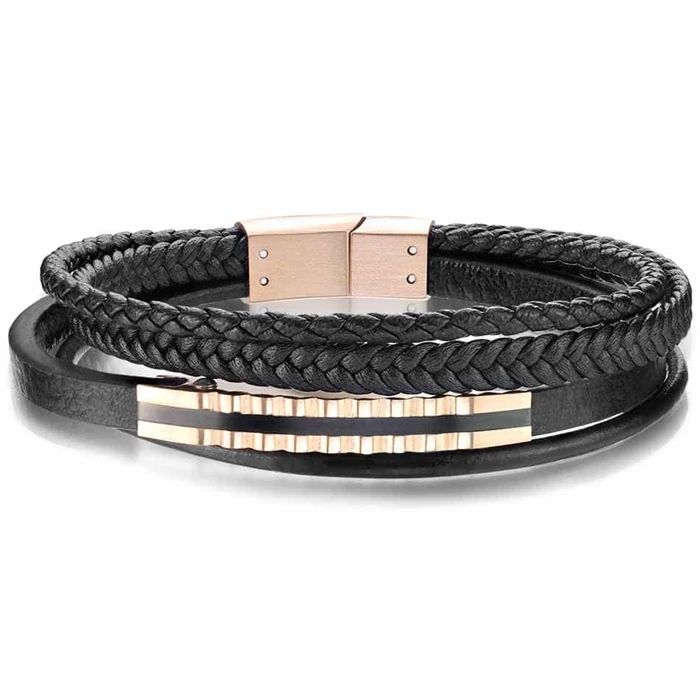 Micro Fiber Læderarmbånd Ip Guldbelagt Rose