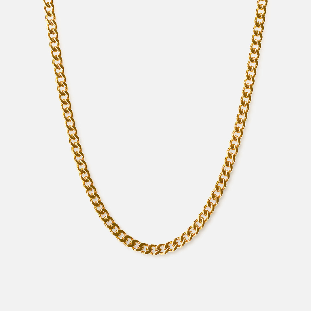 Panser Facet Halskæde 18k Guldbelagt 4mm