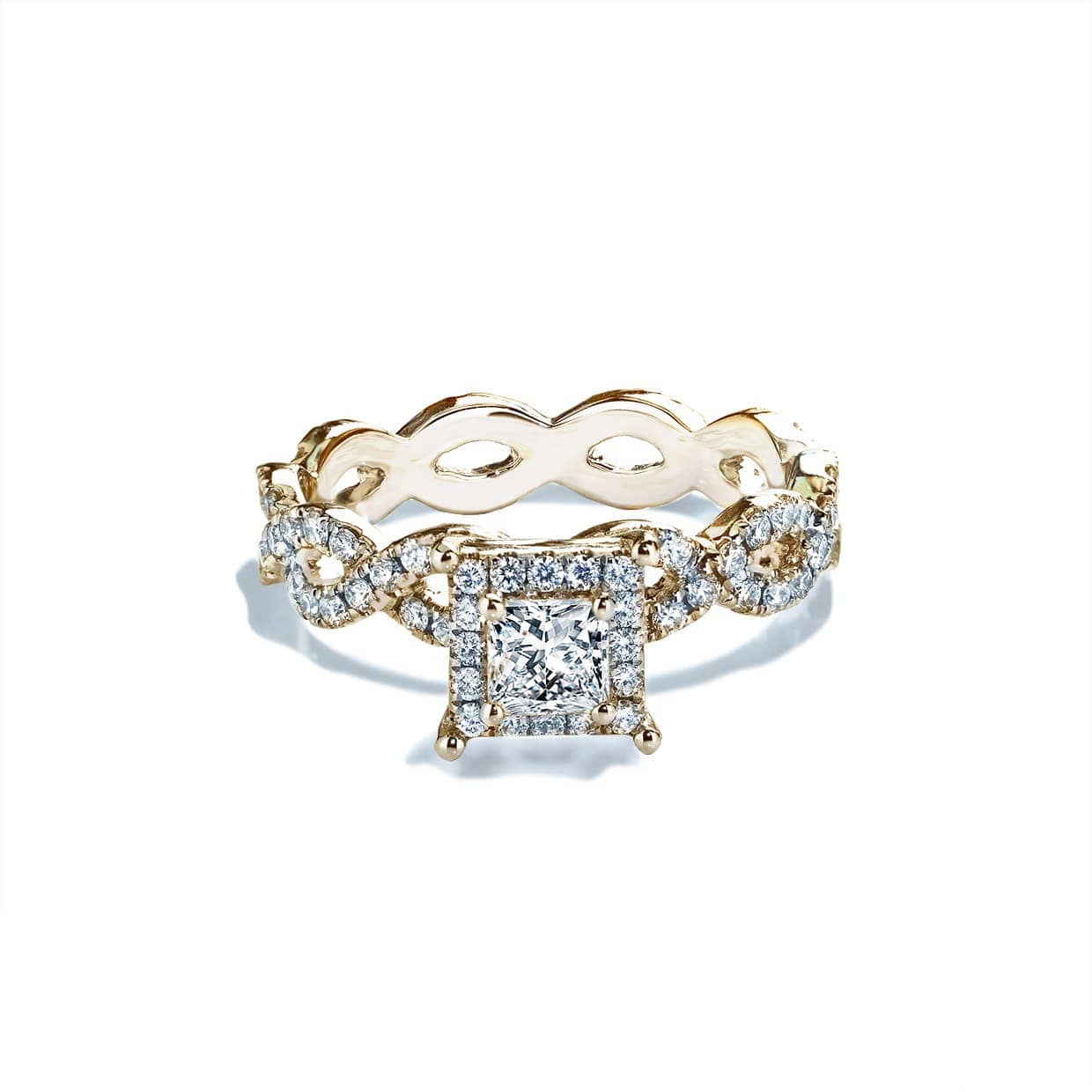 Amora Forlovelsesring Med Eternity Twist Diamantbånd Og Safir