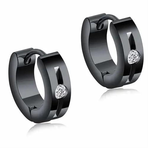 Blackcoatet ørering  Quot Cz Steel Quot  1stk