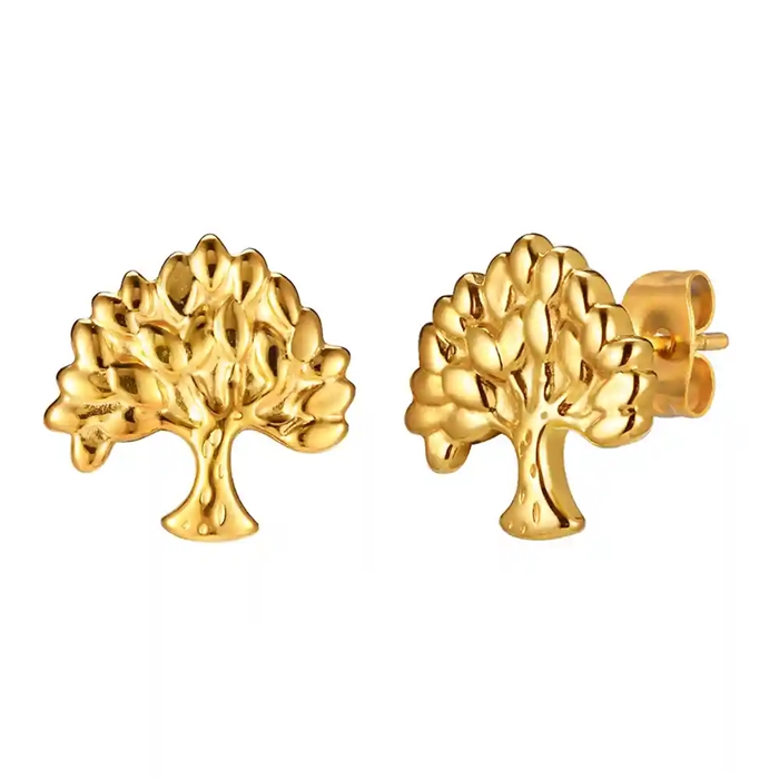 Golden Tree Of Life ørestik   Forgyldt Livets Træ