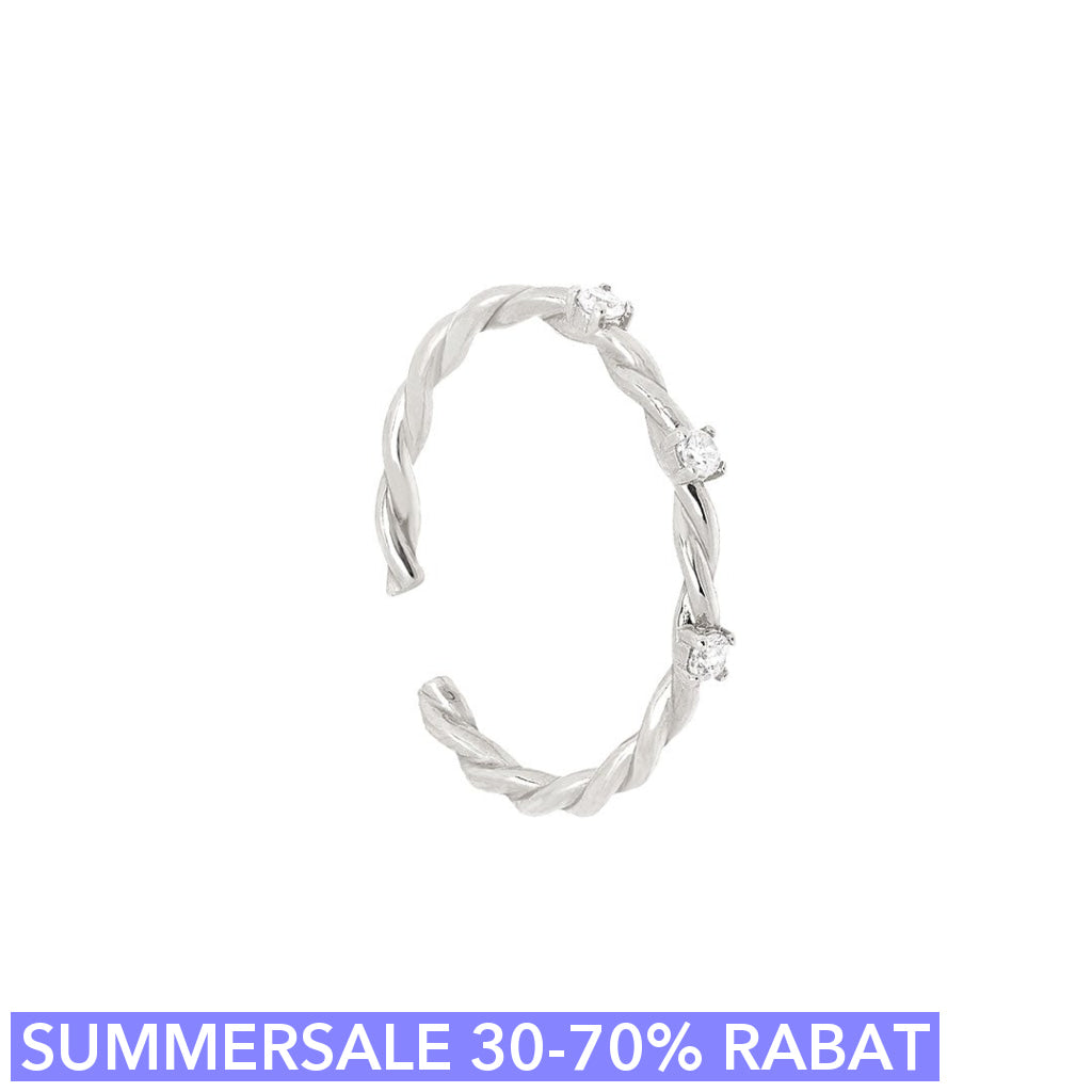 Oversize Cuff   ørering   Fingerring  Twisty Onesize Regulerbar Størrelse Sterling Sølv