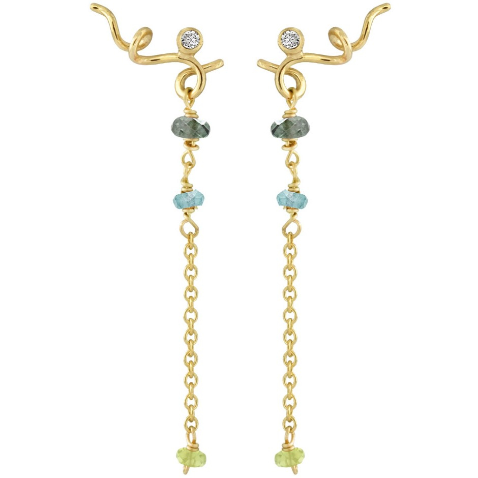 Rabinovich Guld øreringe Smaragd  Peridot  Diamant Sweet Twist