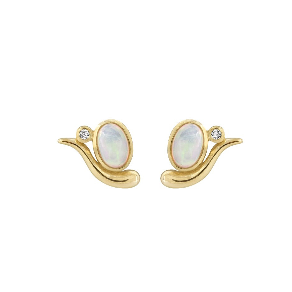 Rabinovich Guld ørestik Opal Diamant Elegant Opal
