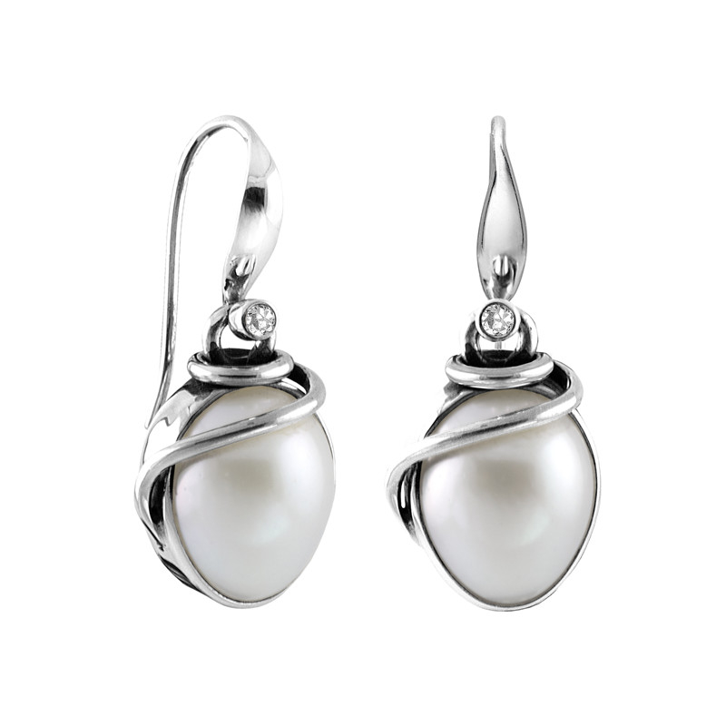 Rabinovich øreringe  11 Mm Hvid Ferskvandsperle Fra Serien Majestic White