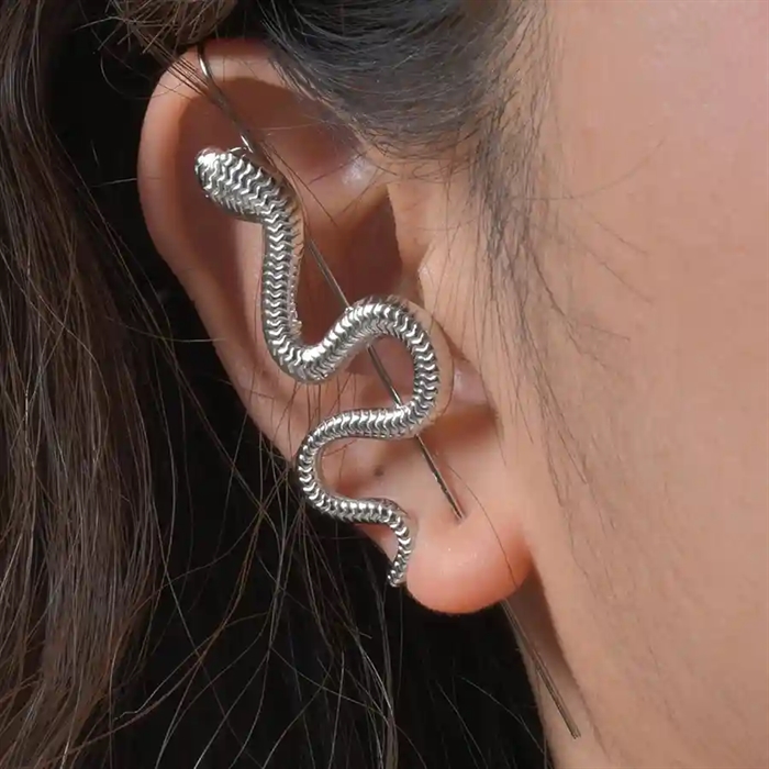 Silver Snake Ear Climber   Slange-ørering   Blank Rustfri Stål