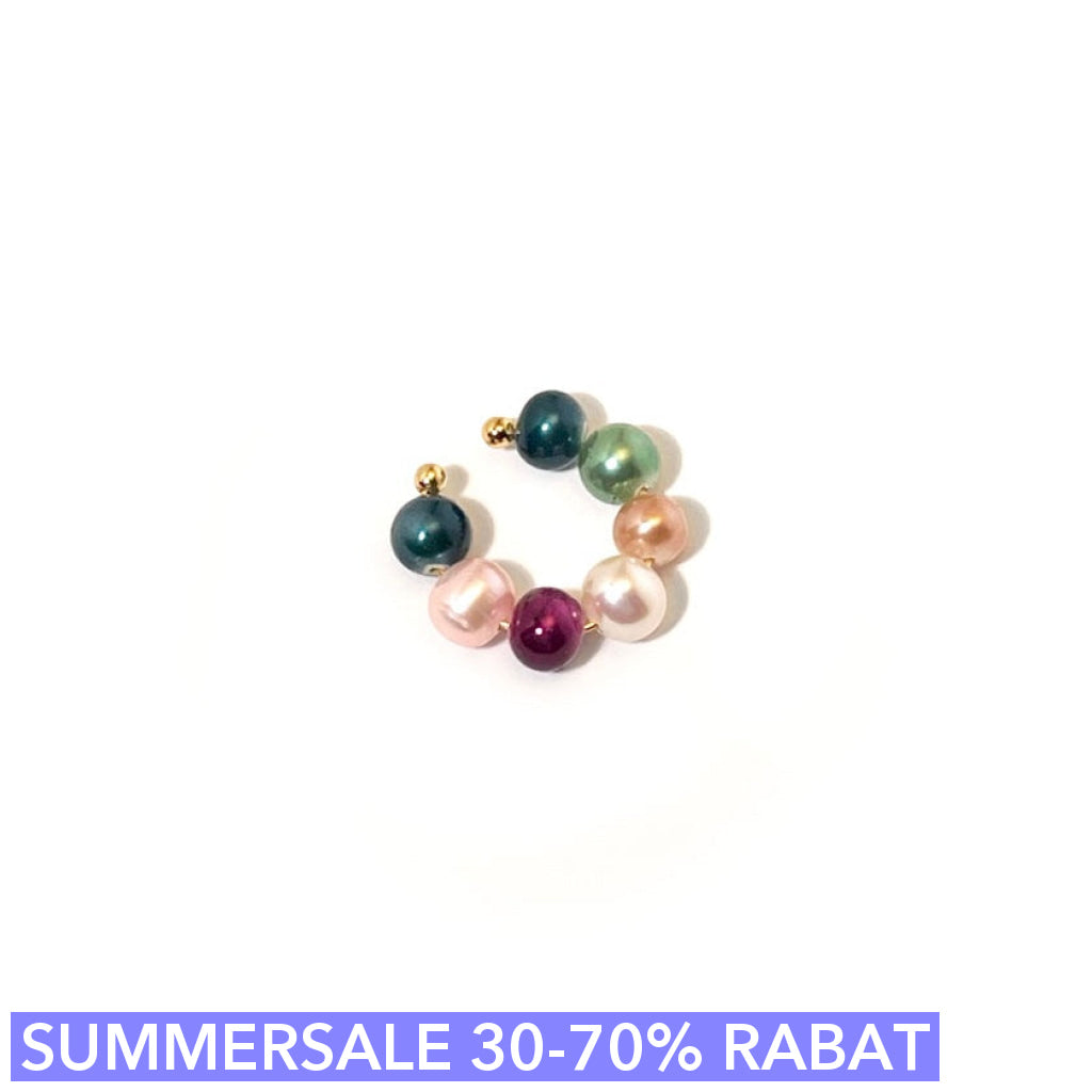 ørering   Cuff  Pearlswirlcuff Pastel 18 Karat Forgyldt Og Håndmalede Ferskvandsperler