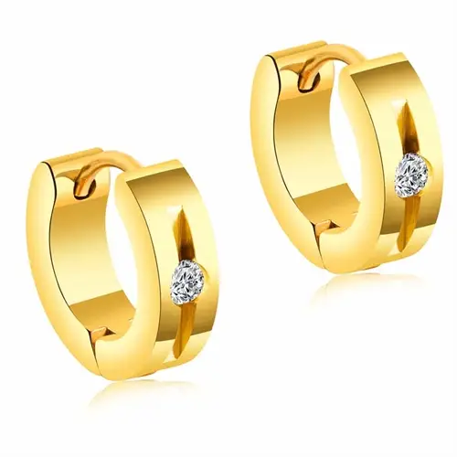 ørering Forgyldt  Quot Cz Steel Quot  1stk