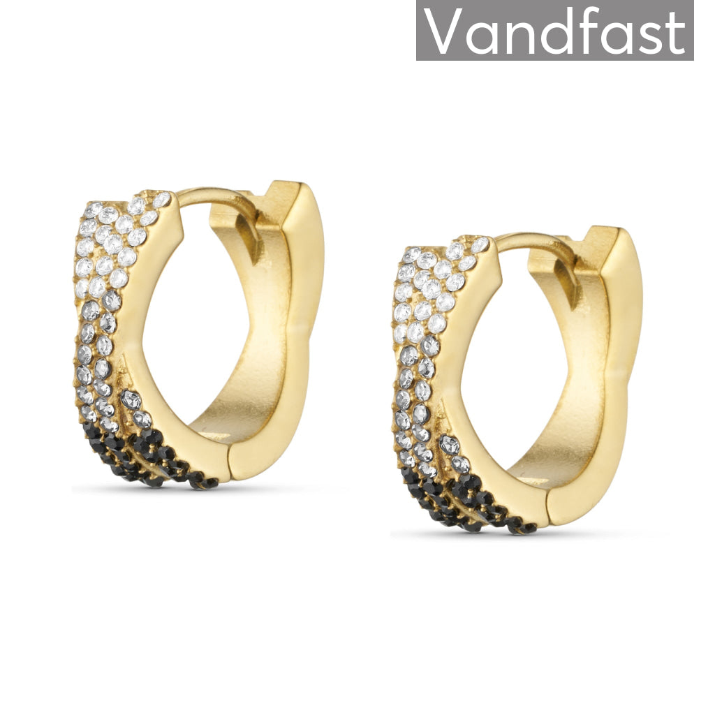Annebrauner Alma Zirconia Black White Big øreringe 18k Guldbelagt