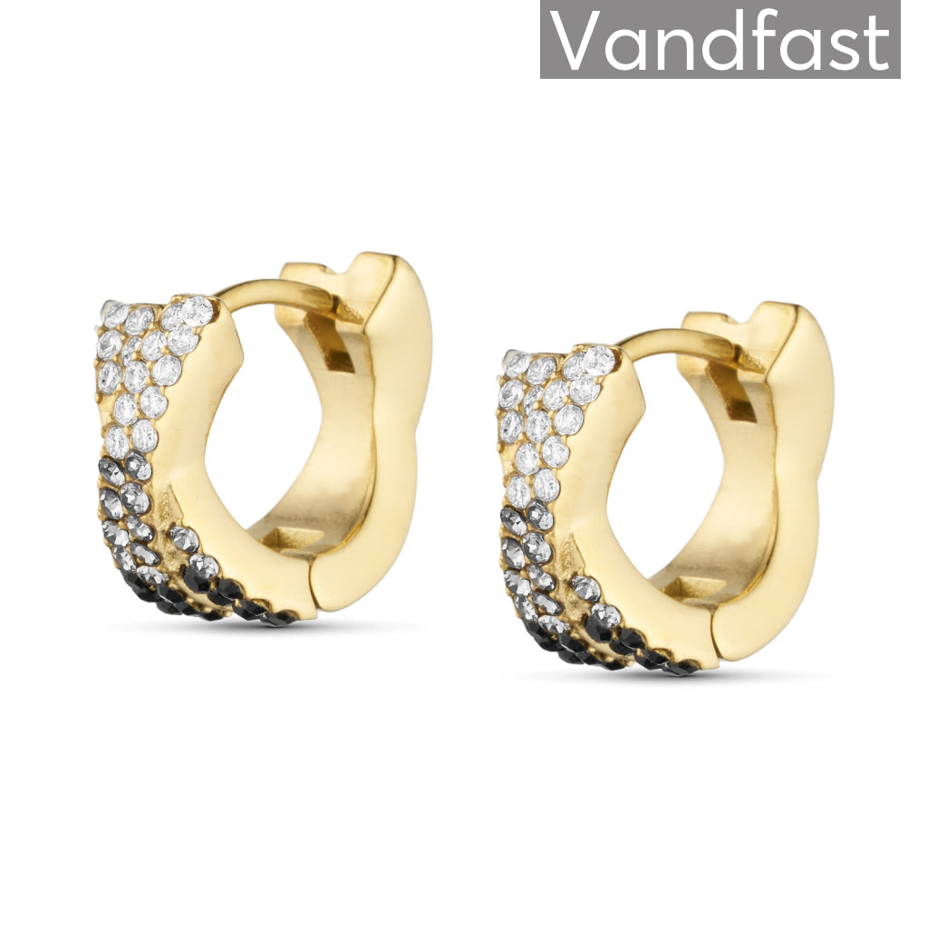 Annebrauner Alma Zirconia Black White Mix Small øreringe 18k Guldbelagt