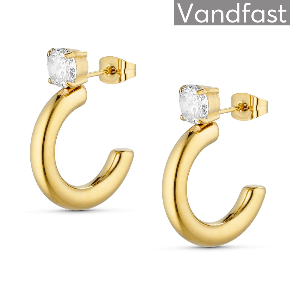 Annebrauner Big Zirconia Hoop øreringe 18k Guldbelagt