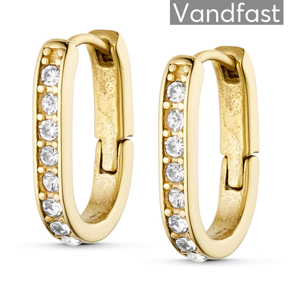 Annebrauner Creole Oval Zirconia øreringe 18k Guldbelagt