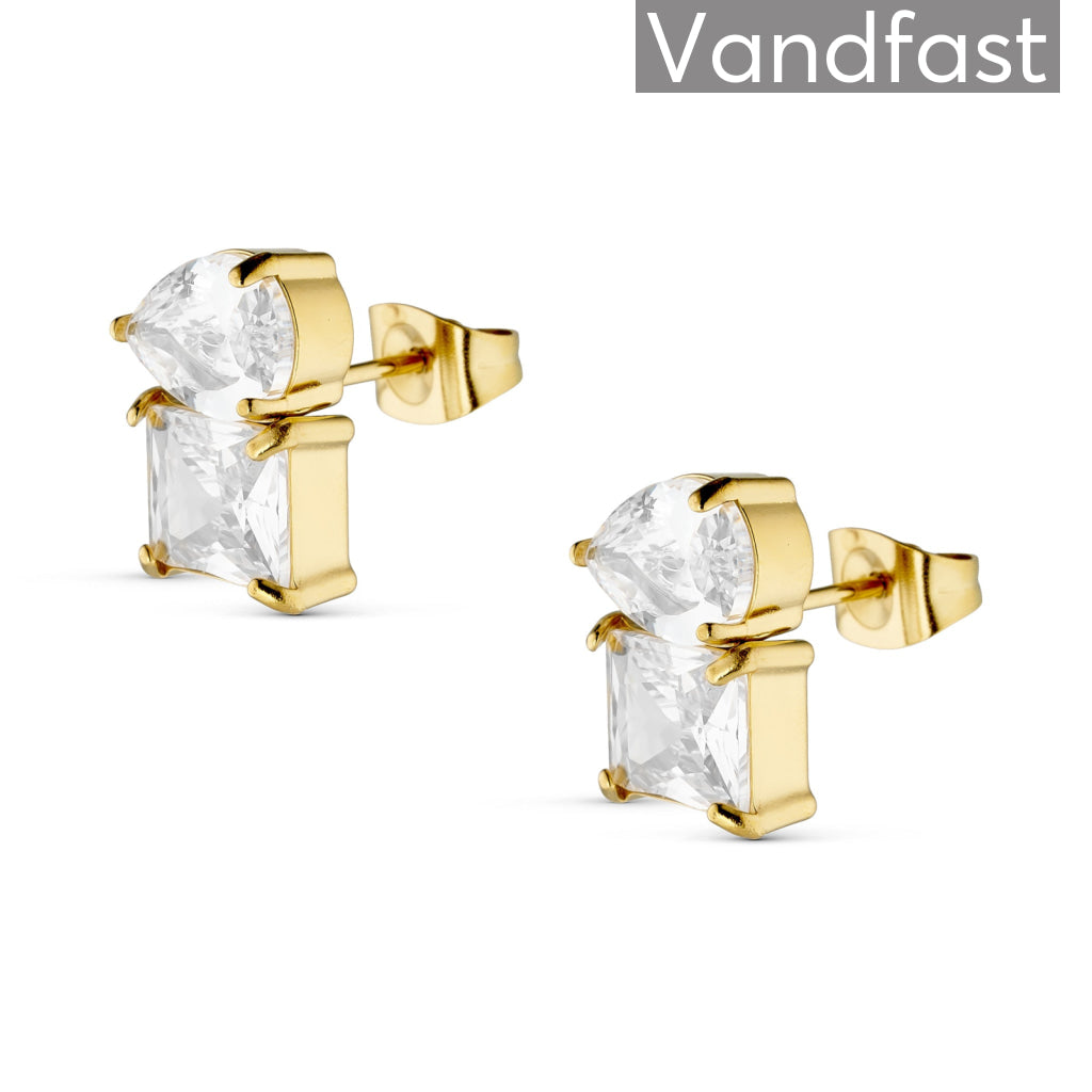 Annebrauner Drop Square ørestikker 18k Guldbelagt