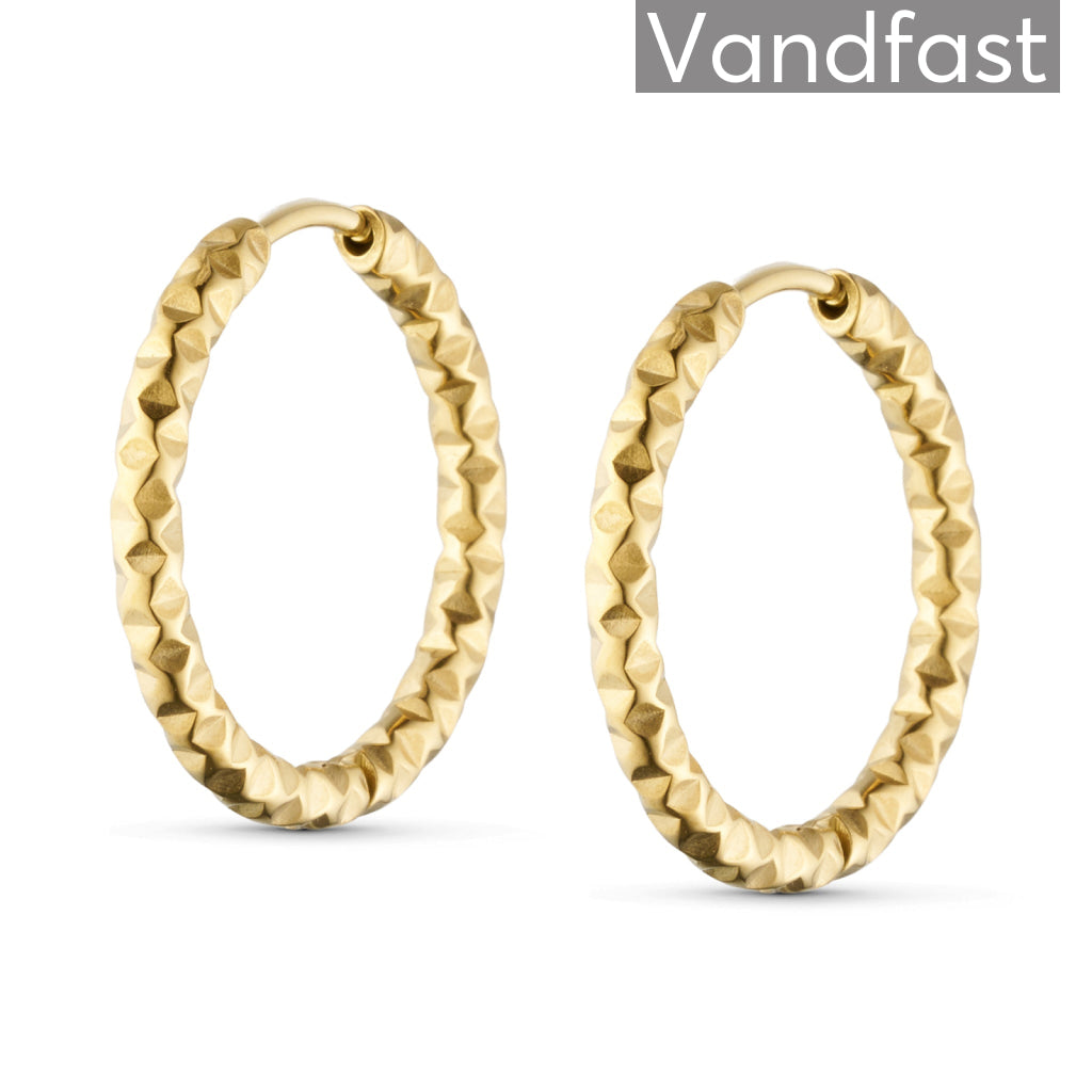 Annebrauner Hammered Creole 22 Mm øreringe 18k Guldbelagt