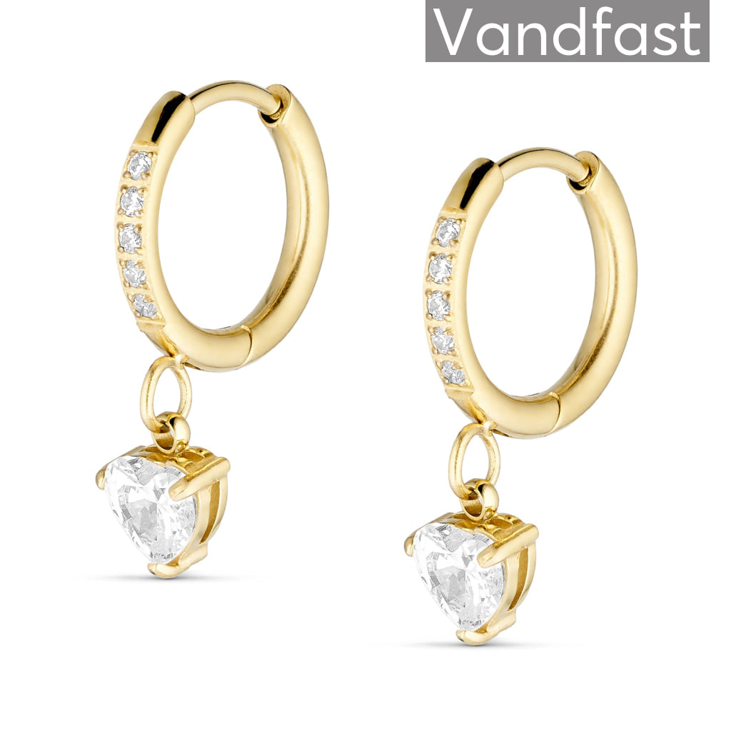 Annebrauner Zirconia Heart Hoop øreringe 18k Guldbelagt