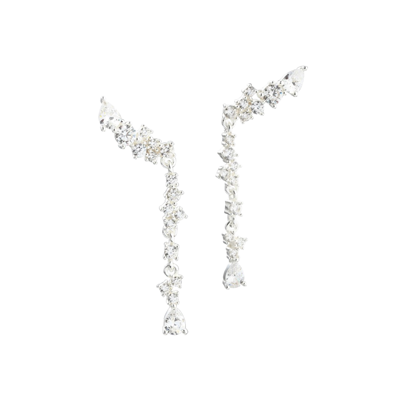Aura Long Earstud   Silver