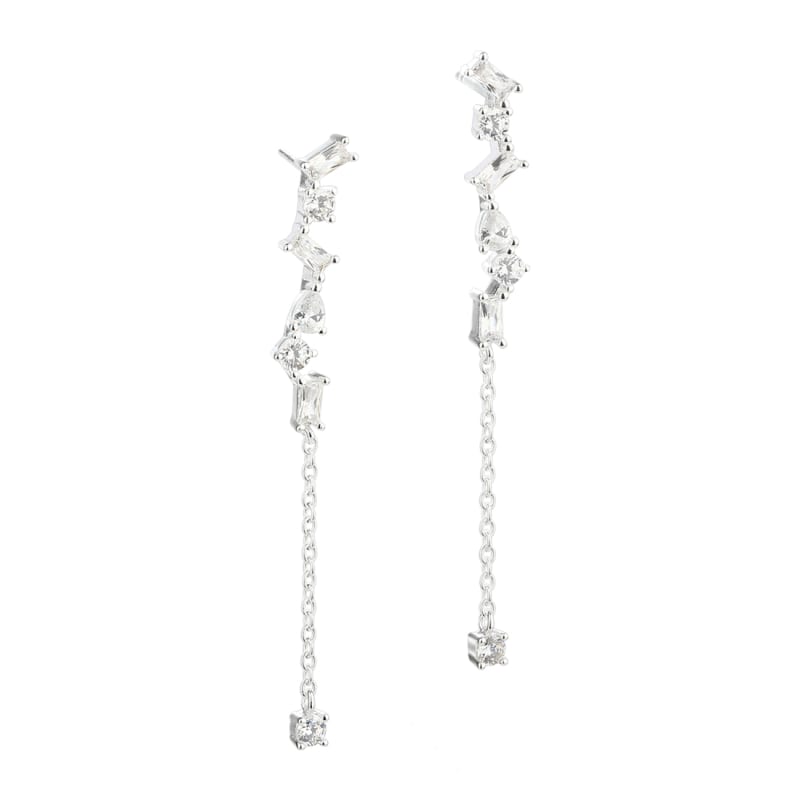 Baguette Love  ørestikker   Sterling Sølv Med Flotte Klare Baguette Zirkonia