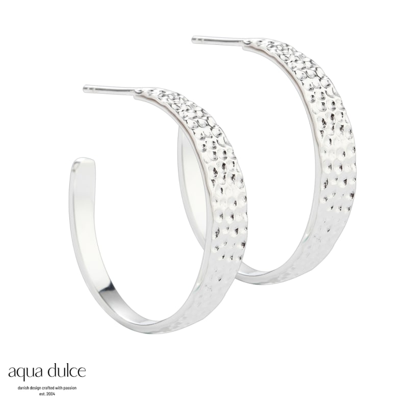 Big Ruffle Hoop 30 Mm   Silver