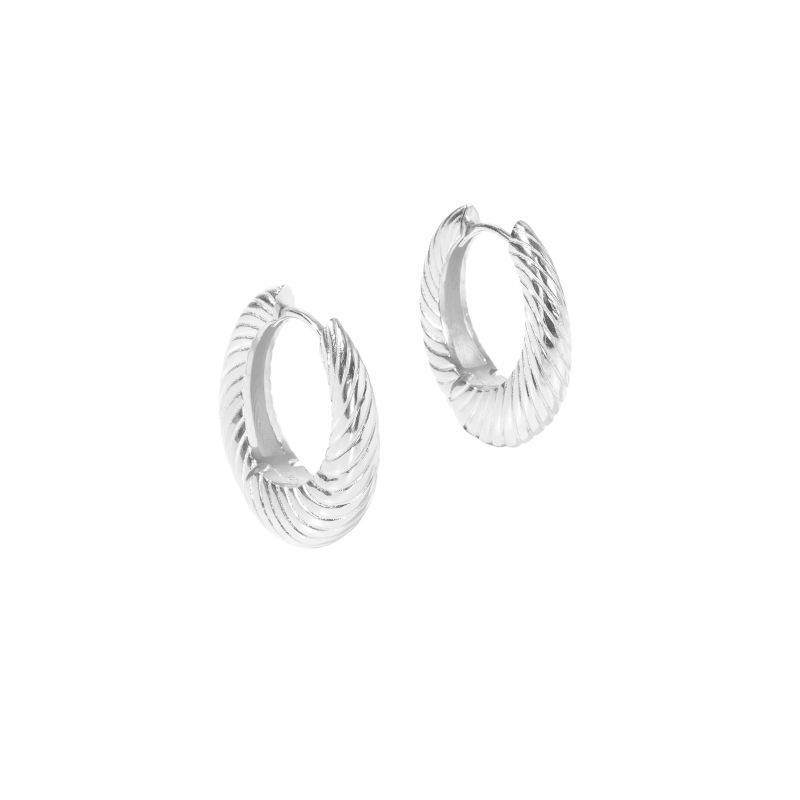 Chunky Line Hoop Small   Silver