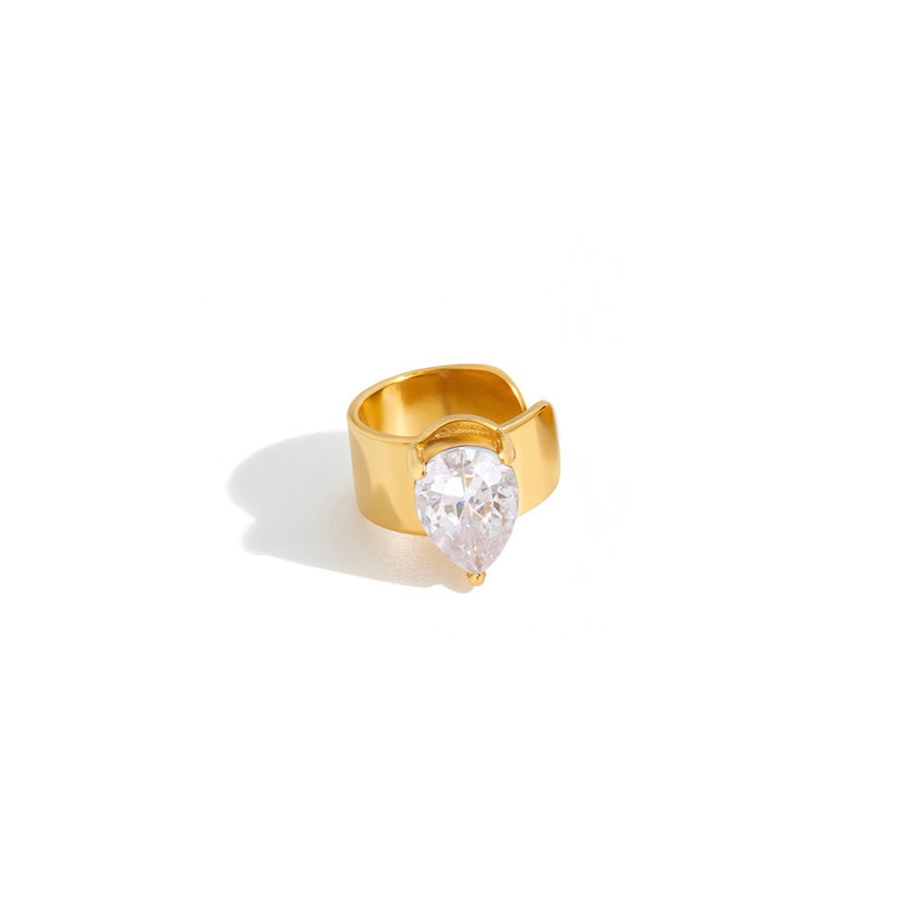 Cuff   ørering  Crystalcurvecuff Onesize Regulerbar Størrelse 18 Karat Forgyldning