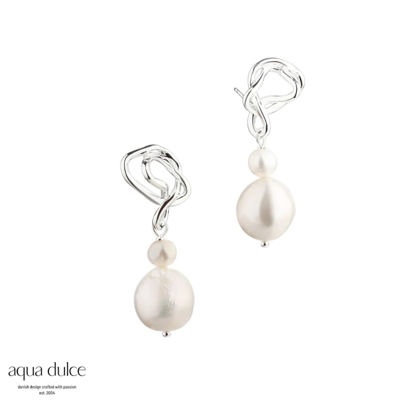 Curly Pearl Earstud   Silver
