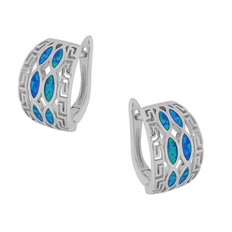 Hellas Opal øreringe Med Blå Opal Sten  925 Sterling Sølv   Rhodium Belægning