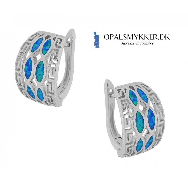 Hellas Opal øreringe Med Blå Opal Sten  925 Sterling Sølv   Rhodium Belægning