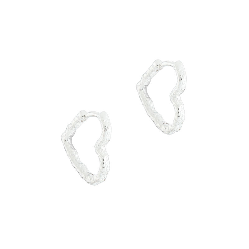 Love Me Heart Hoop Small   Silver