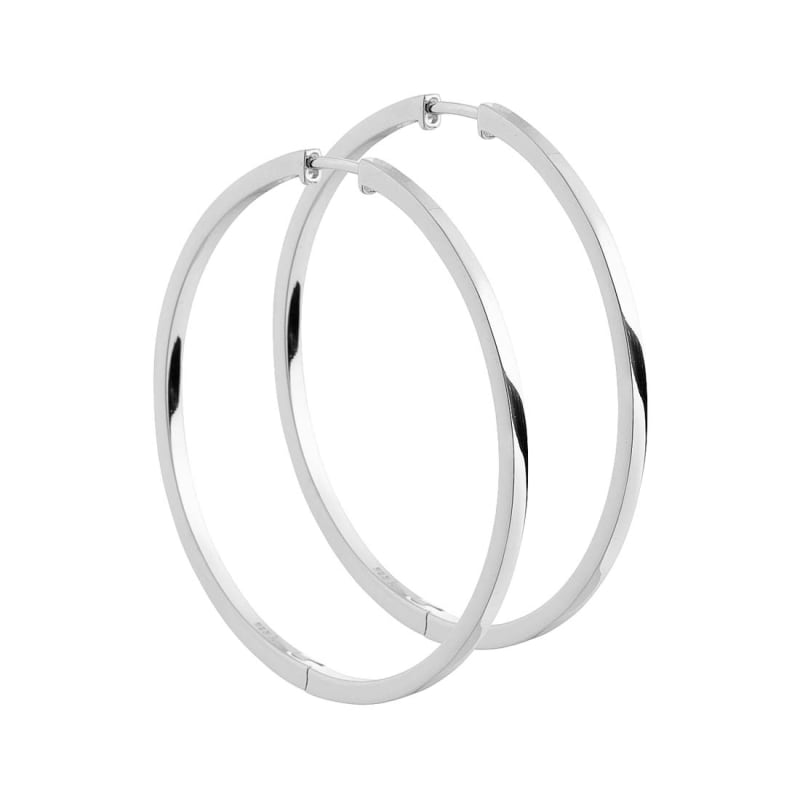 Margot 35 Mm  Creoler   Shiny Sterling Sølv Med Click Lås