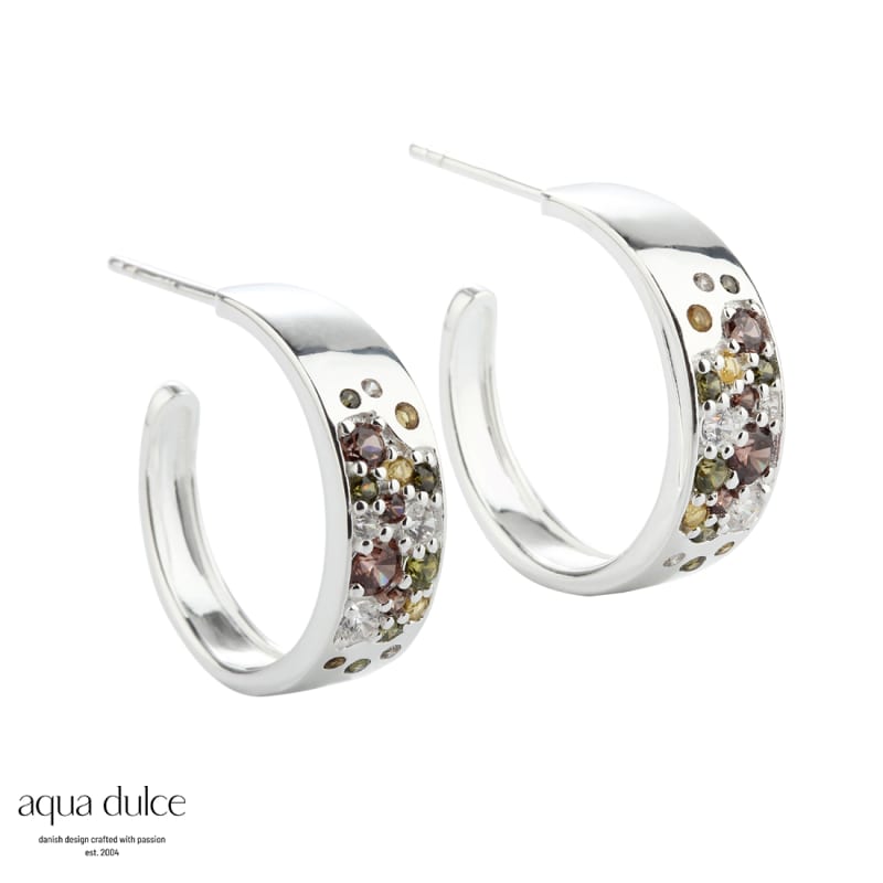 Olive Stardust Hoop 20 Mm     Silver