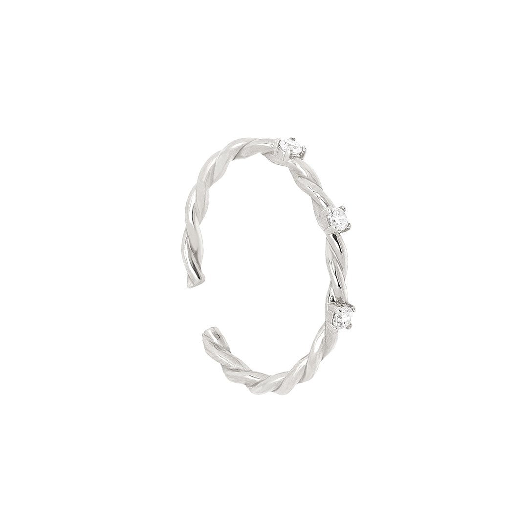 Oversize Cuff   ørering   Fingerring  Twisty Onesize Regulerbar Størrelse Sterling Sølv