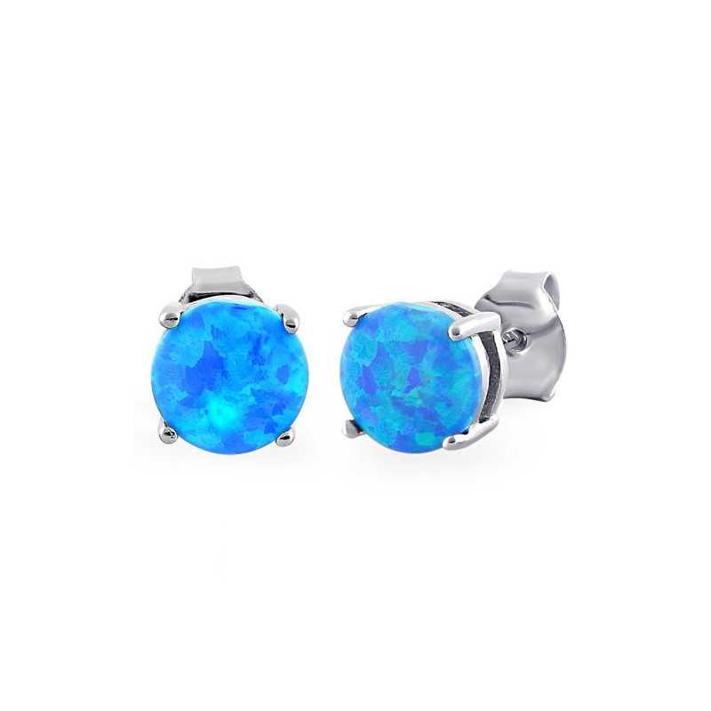 Paros Blå Opal øreringe   ørestikker Med 925 Sterling Sølv   Rhodium Belægning