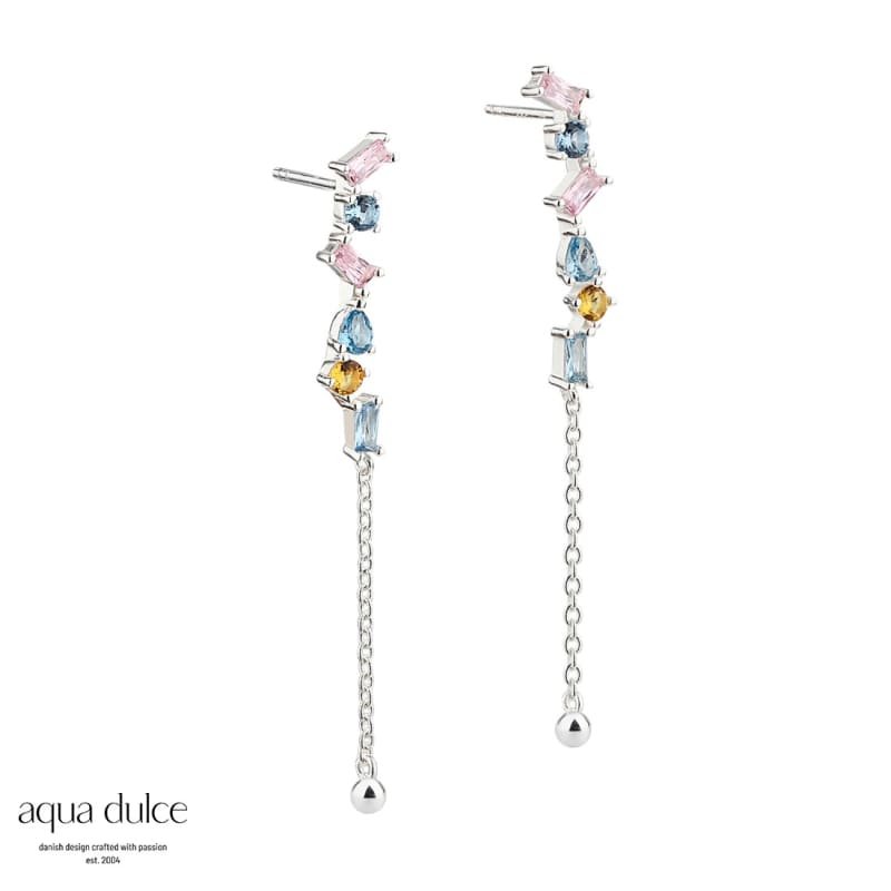 Pastel Baguette Love Earstuds   Silver