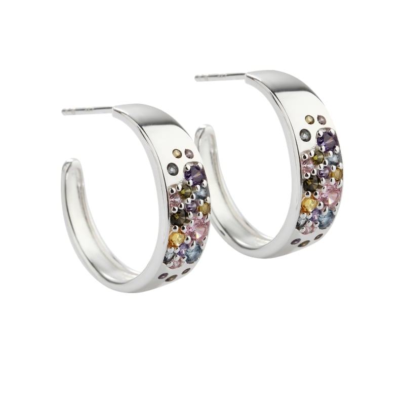 Pastel Stardust Hoop 20 Mm  Creoler   Sterling Sølv Med Pastelfarvet Zirkonia