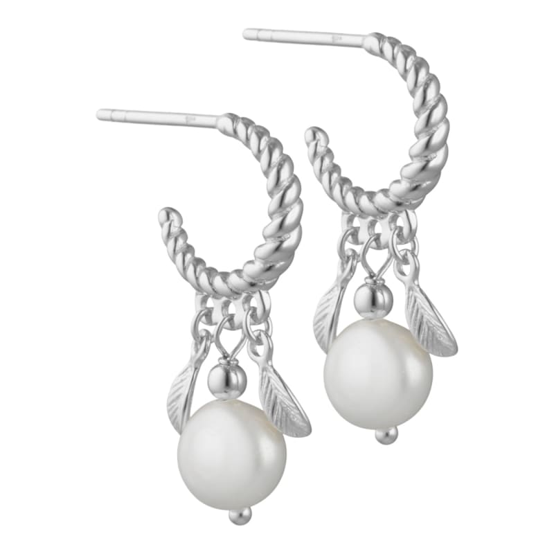 Pearly Penny Hoops   Silver